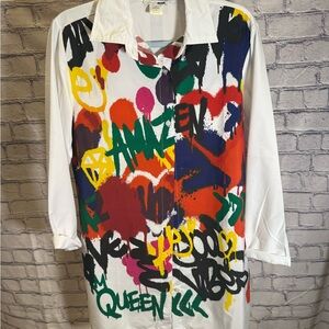 Fashion Nova Red and Black Artistic Shirt